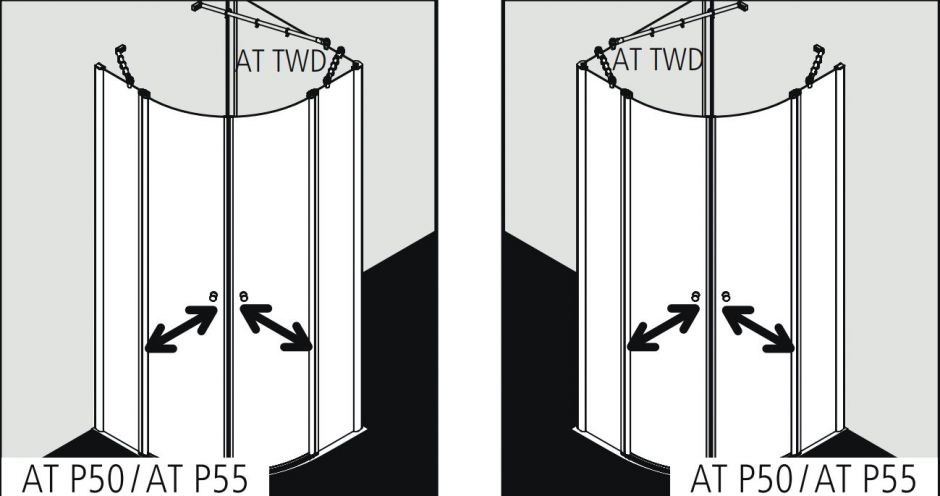 Душевая кабина Kermi Atea угловая или пристенная AT P50 / AT P55 ФОТО