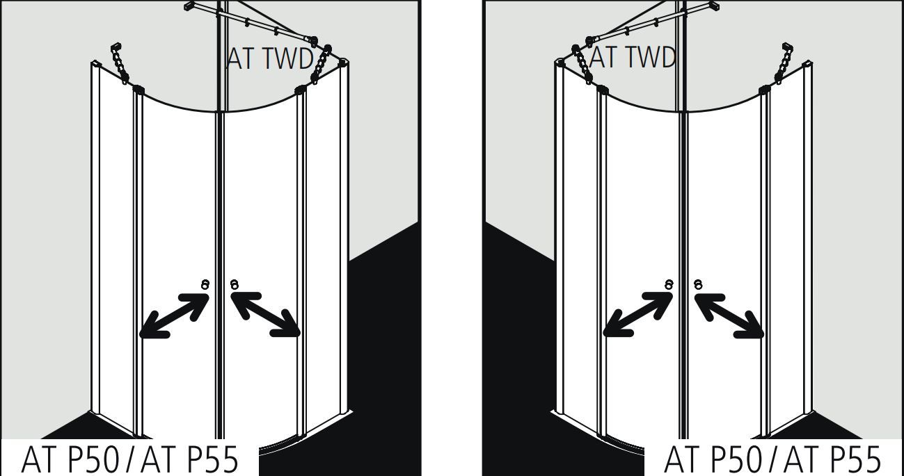 Душевая кабина Kermi Atea угловая или пристенная AT P50 / AT P55 схема 2