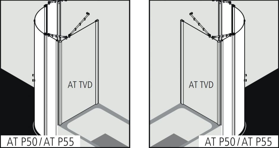 Душевая кабина Kermi Atea угловая или пристенная AT P50 / AT P55 ФОТО