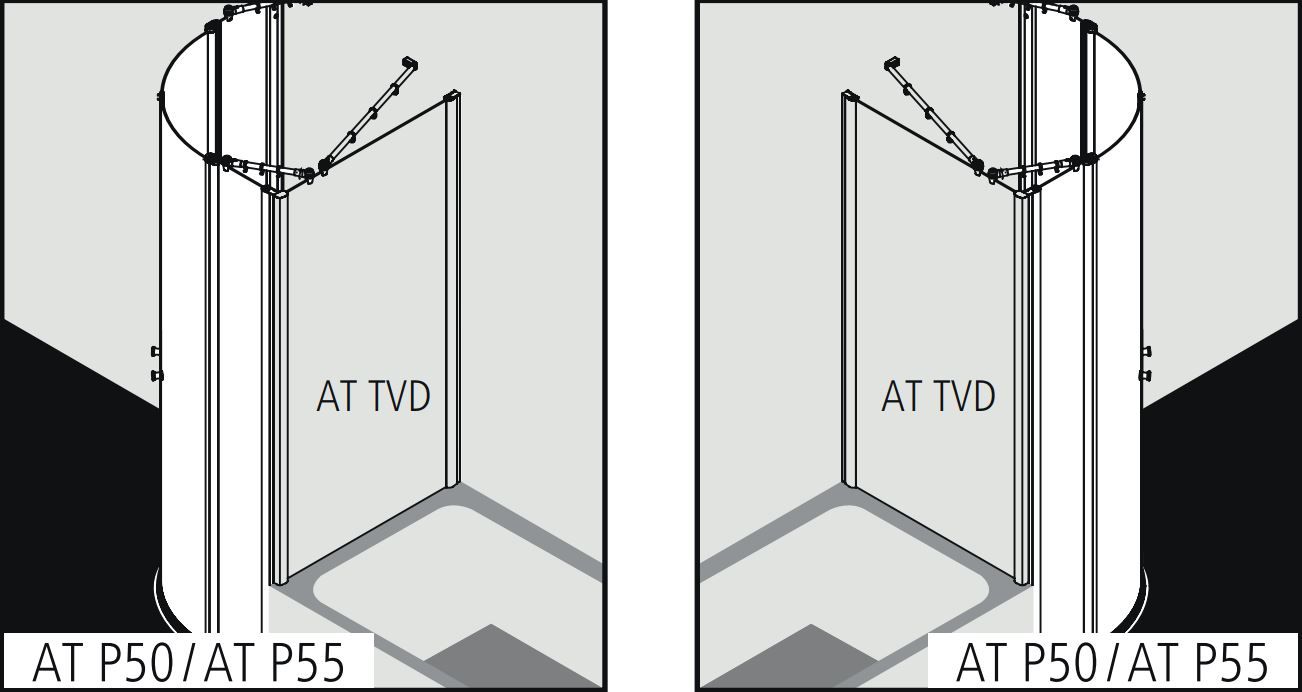 Душевая кабина Kermi Atea угловая или пристенная AT P50 / AT P55 схема 3