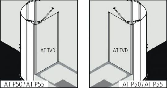 Душевая кабина Kermi Atea угловая или пристенная AT P50 / AT P55 схема 3