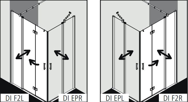 Душевая кабина Kermi Diga угловой монтаж DI F2R/L схема 3