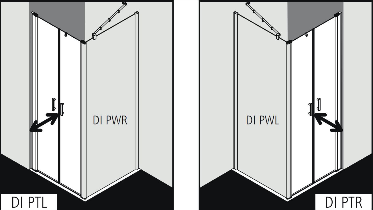 Душевая кабина Kermi Diga пристенная или угловая DI PTR/L схема 1