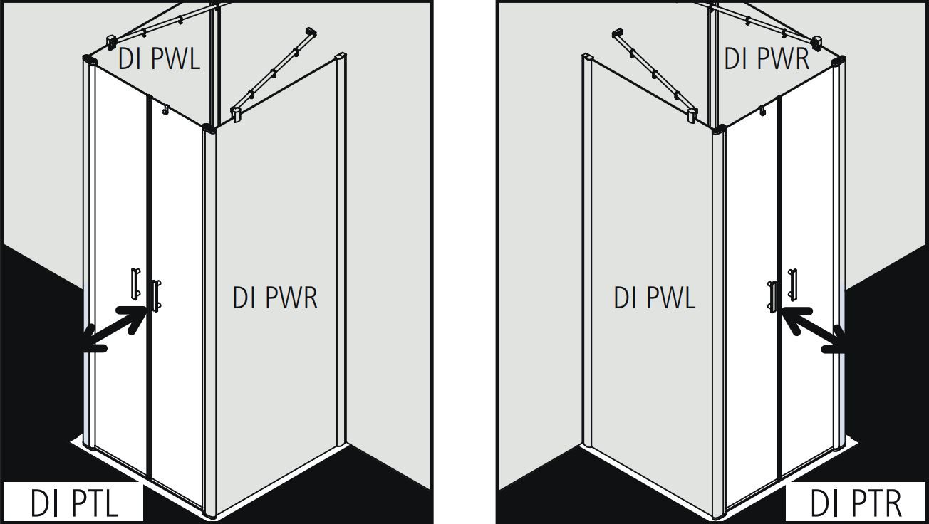 Душевая кабина Kermi Diga пристенная или угловая DI PTR/L схема 2