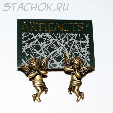 Серьги-половинки "Ангелочки" цвет бронзы (JJ США)