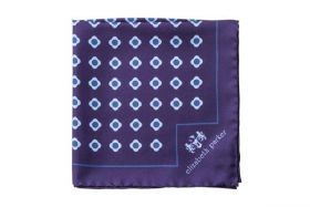 Английский нагрудный платок Блу  Дэйзи Ду  BLUE DAISY DO SILK POCKET SQUARE