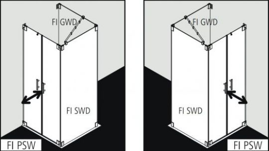 Душевая кабина Kermi Filia в угол или пристенная FI PSW схема 2
