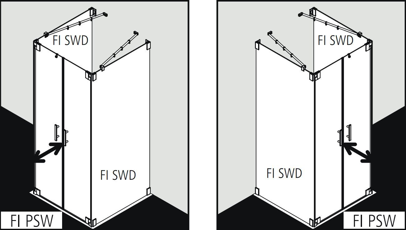 Душевая кабина Kermi Filia в угол или пристенная FI PSW схема 3