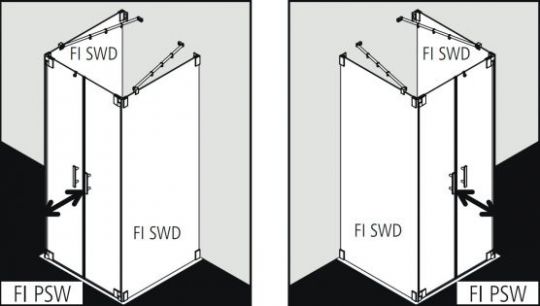 Душевая кабина Kermi Filia в угол или пристенная FI PSW схема 3