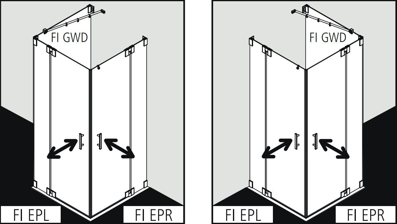 Душевая кабина Kermi Filia в угол или пристенная FI EPR/L схема 2