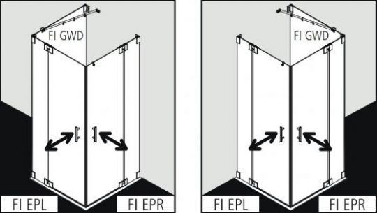 Душевая кабина Kermi Filia в угол или пристенная FI EPR/L схема 2