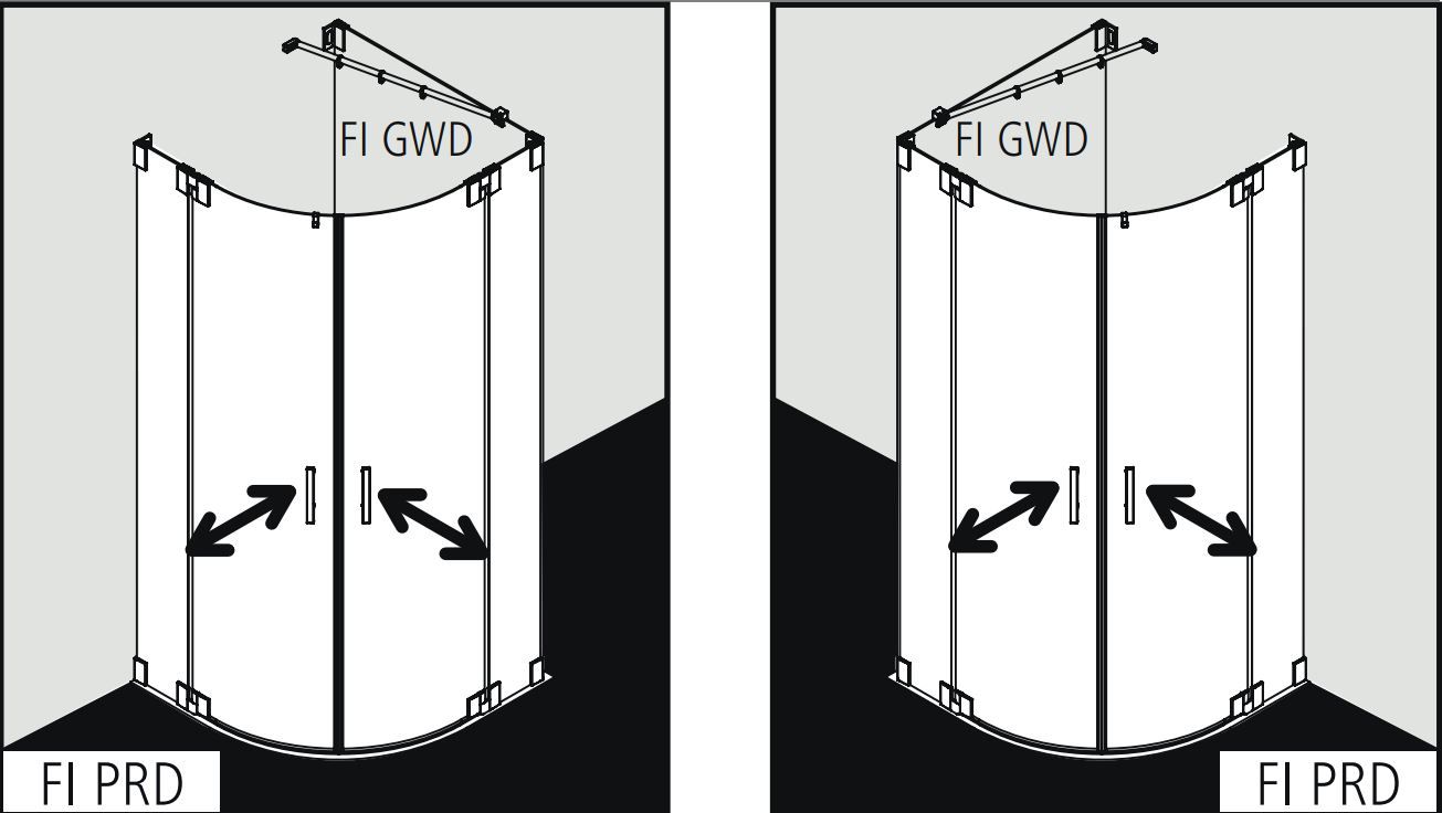 Душевая кабина Kermi Filia в угол или пристенная FI PRD схема 2