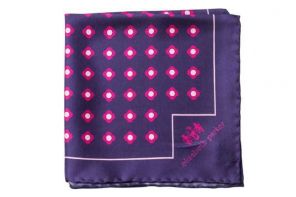 Английский нагрудный платок Пинк Дэйзи Ду  PINK DAISY DO SILK POCKET SQUARE