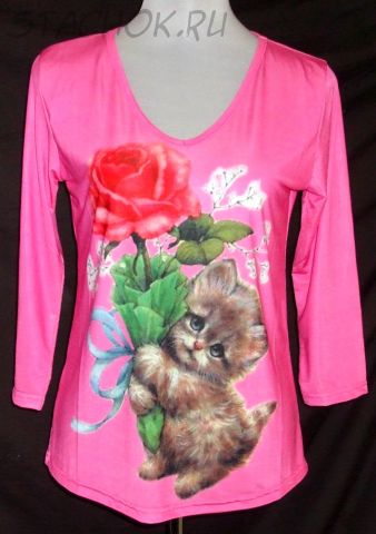 Кофточка с рукавом "Котенок с цветочком"