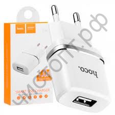 СЗУ HOCO C11 с 1 USB выходом 1000mA, пластик, цвет: белый