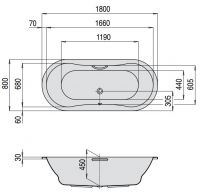 Встраиваемая или отдельностоящая ванна Hoesch TACNA 5539 / 6466 180х80 схема 2