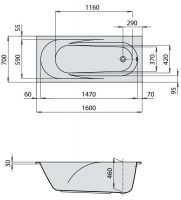 Ванна Hoesch REGATTA 160x70 6457 схема 1