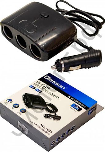 Разветвитель прикуривателя OLESSON 1635 (3 гнезда+2*USB)