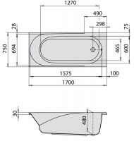 Ванна Hoesch SPECTRA 170x75 3650 схема 1