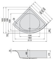 Угловая ванна Hoesch SCELTA 150x150 3676 / 3677 / 3678 схема 2
