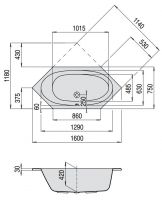 Ванна Hoesch ARMADA 160x75 6173 схема 1