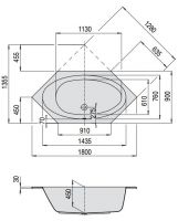 Ванна Hoesch ARMADA 180x90 6176 схема 1