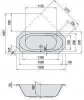 Ванна Hoesch ARMADA 180x80 6169 схема 2