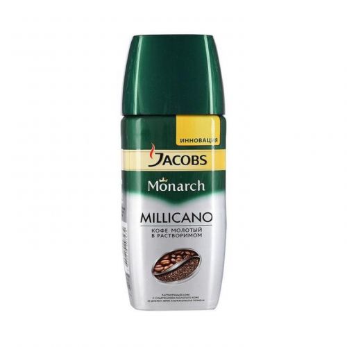 Кофе Jacobs Monarch 95гр растворимый Millicano с молотым кофе (стекло)