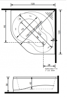 Гидромассажная ванна Gruppo Treesse Aurora 120x120 V542 схема 2