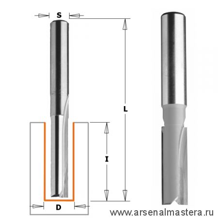 Фреза пазовая прямая D19,0 I38,0 S12,0 L82,5  PRO CMT 912.1938