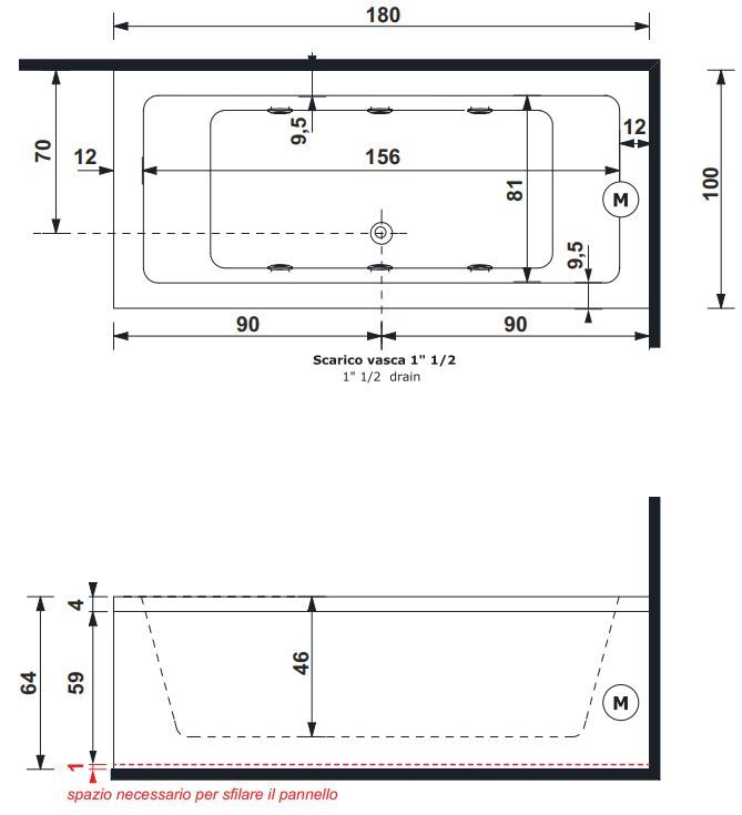 Гидромассажная ванна Gruppo Treesse Quadra 180x100 V071 ФОТО