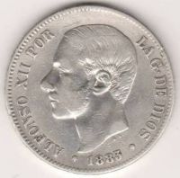 5 песет 1883 г. Испания