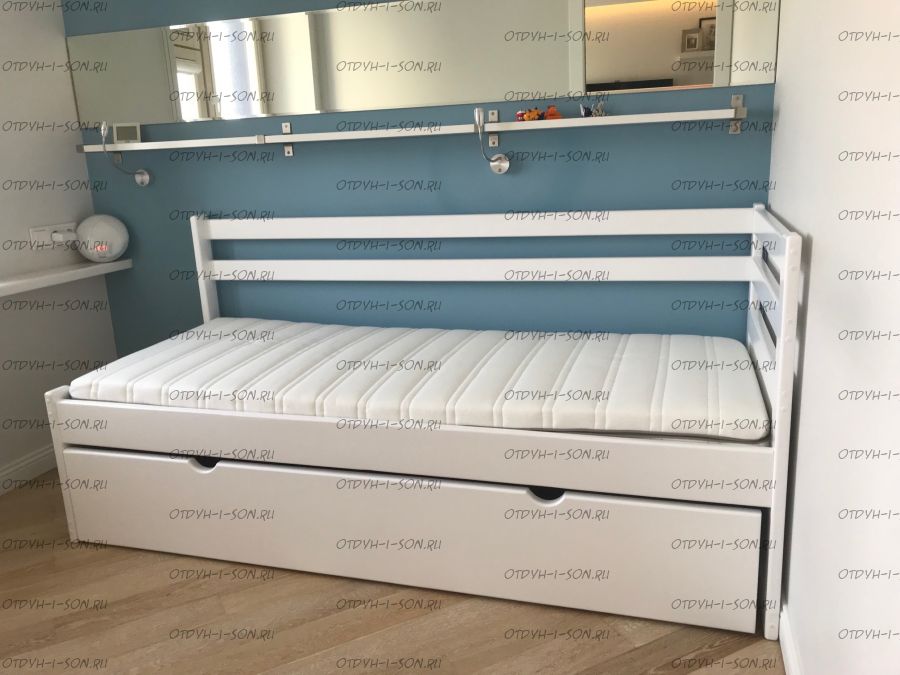 Кровать двухъярусная Дуэт 1 выкатная (с низкой второй спинкой) ВМК Шале