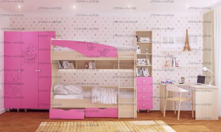 Детская комната Британика с фрезеровкой (композиция 2), Модульная