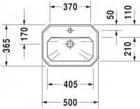 Раковина Duravit 1930 50х36,5 078550 схема 1