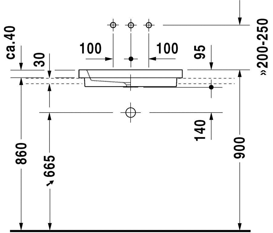 Раковина Duravit 2nd floor встраиваемая 58х41,5 031758 схема 2