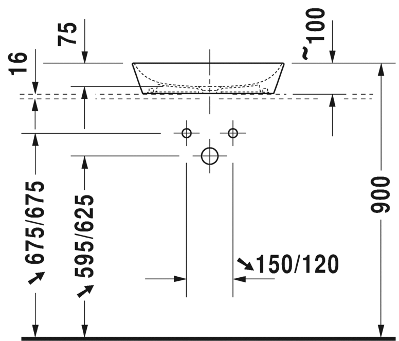 Раковина Duravit Cape Cod накладная 50х40,5 233950 схема 2