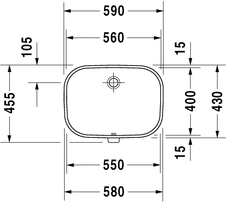 Раковина Duravit D-Code встраиваемая 56х44 см 033856 схема 1