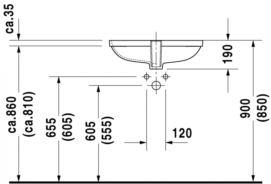 Раковина Duravit D-Code встраиваемая 56х44 см 033856 ФОТО