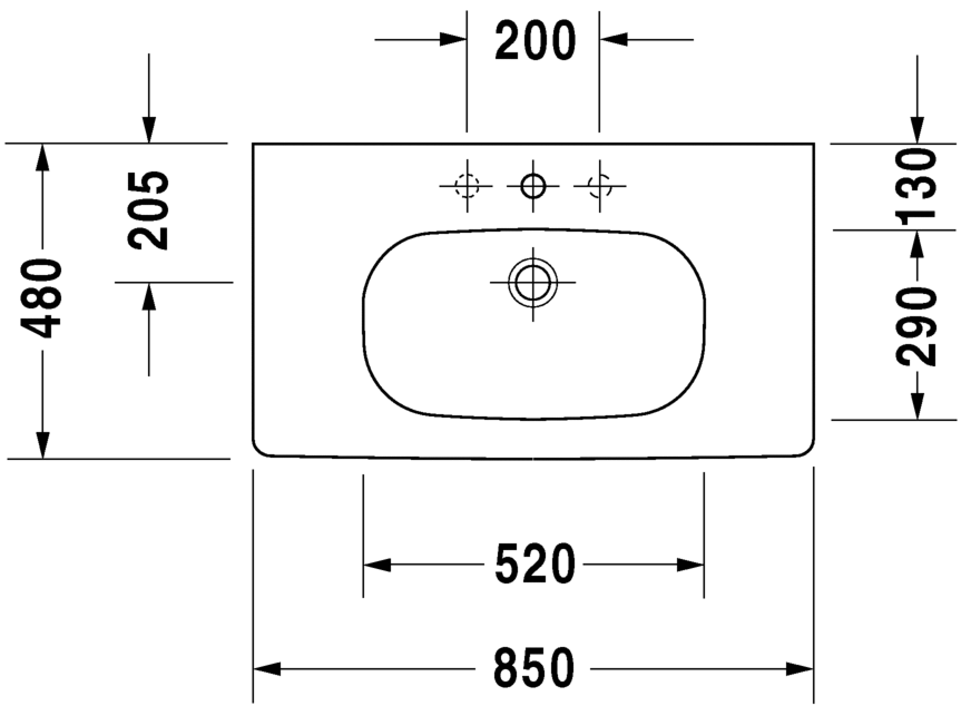 Раковина Duravit D-Code 85х48 034285 ФОТО