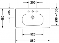 Раковина Duravit D-Code 85х48 034285 схема 1