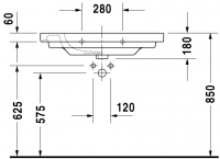 Раковина Duravit D-Code 85х48 034285 схема 2