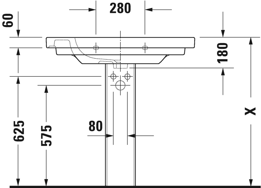 Раковина Duravit D-Code 85х48 034285 ФОТО