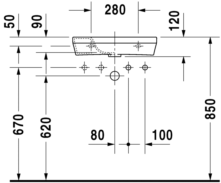 Раковина Duravit DuraStyle 50х22 см цвет белый 071350 схема 2