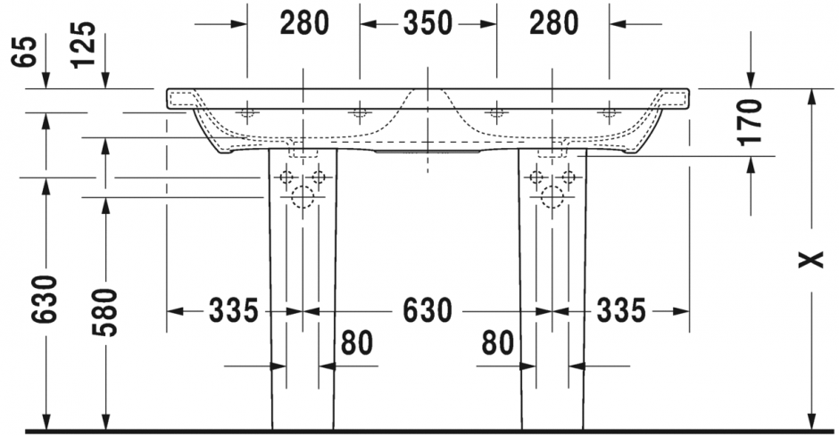 Раковина Duravit DuraStyle Двойная 130х48 233813 ФОТО