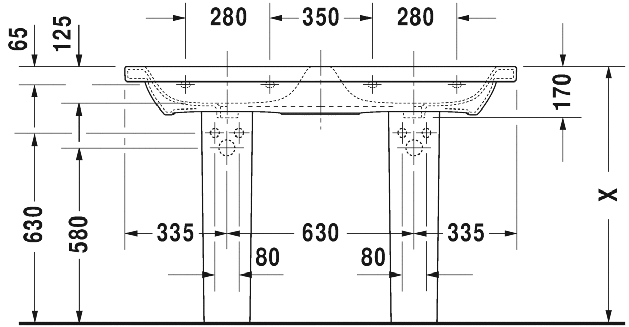 Раковина Duravit DuraStyle Двойная 130х48 233813 схема 2