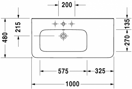 Раковина Duravit DuraStyle асимметричная 100х48 232510 ФОТО