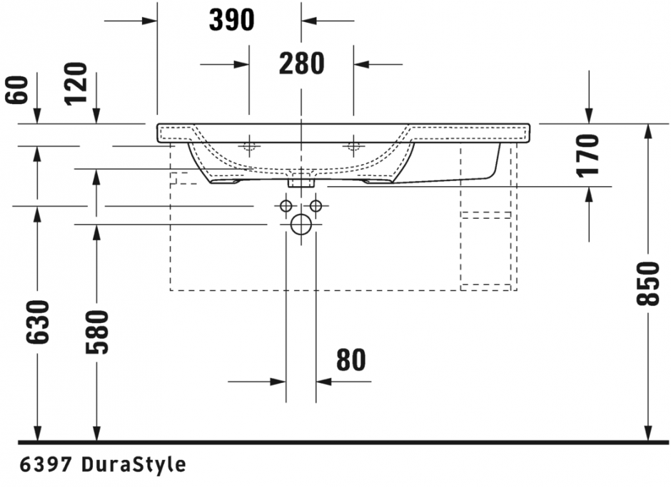 Раковина Duravit DuraStyle асимметричная 100х48 232510 ФОТО