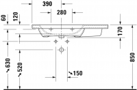 Раковина Duravit DuraStyle асимметричная 100х48 232510 схема 3