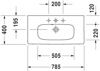 Раковина Duravit DuraStyle 78,5х40 233778 схема 1